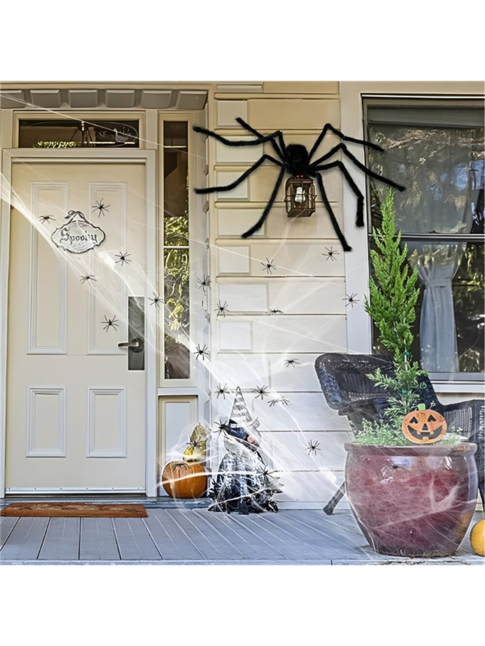 Halloween Decorations 1200 Sqft Halloween Spider Web with 100 Spider Webs - Picture 5 of 6